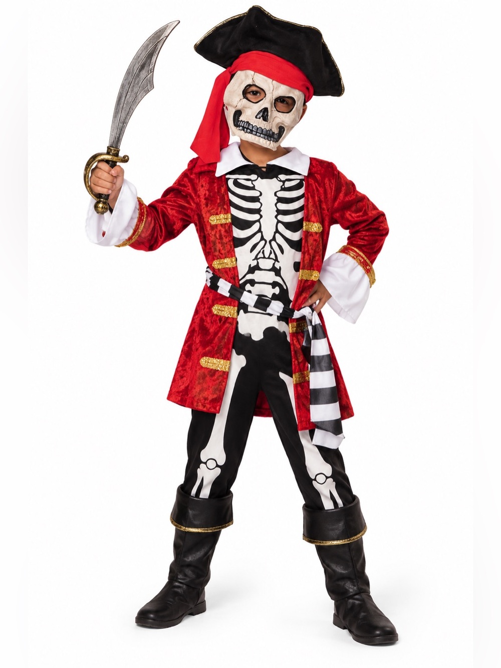 Pirate Skeleton Deluxe Halloween Costume Size-4-6